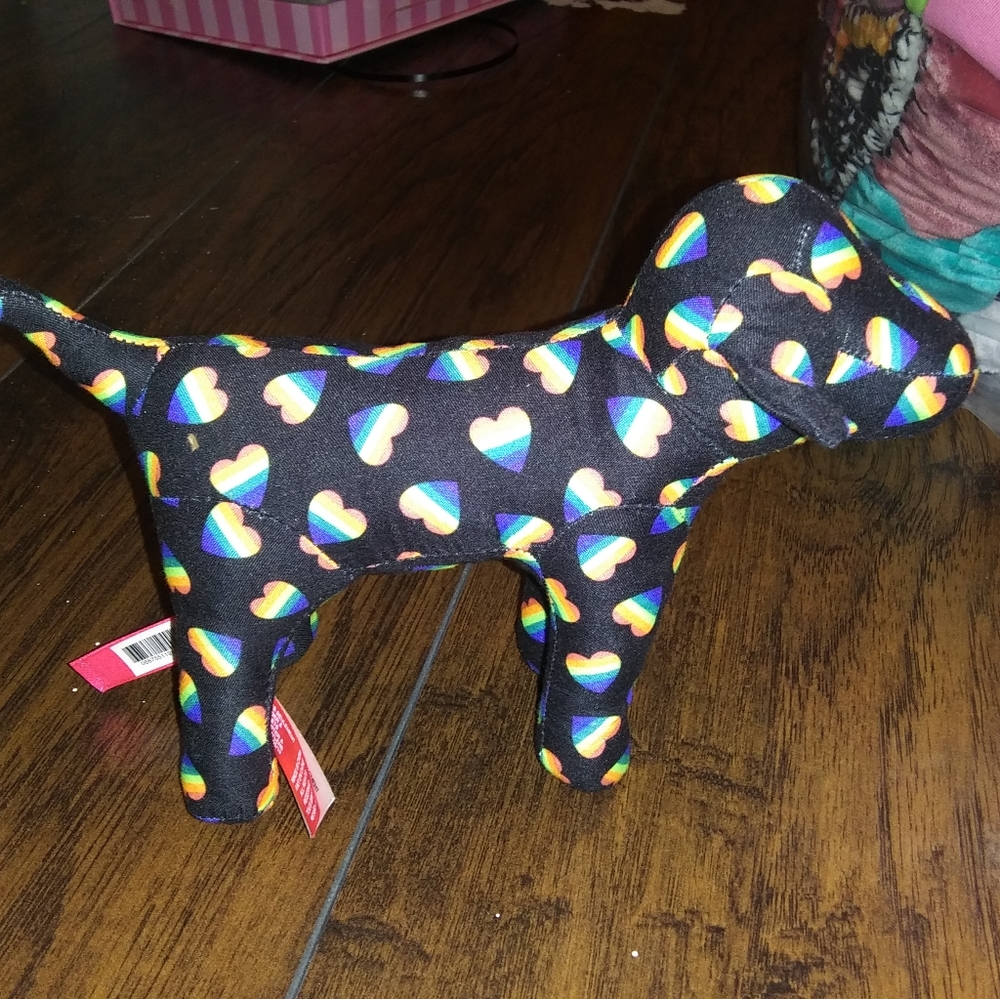 Victoria's Secret Pink dog pride rainbow hearts